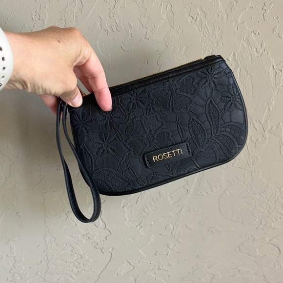 Rosetti black floral and gold‎ wristlet top zipper wallet - Picture 1 of 4